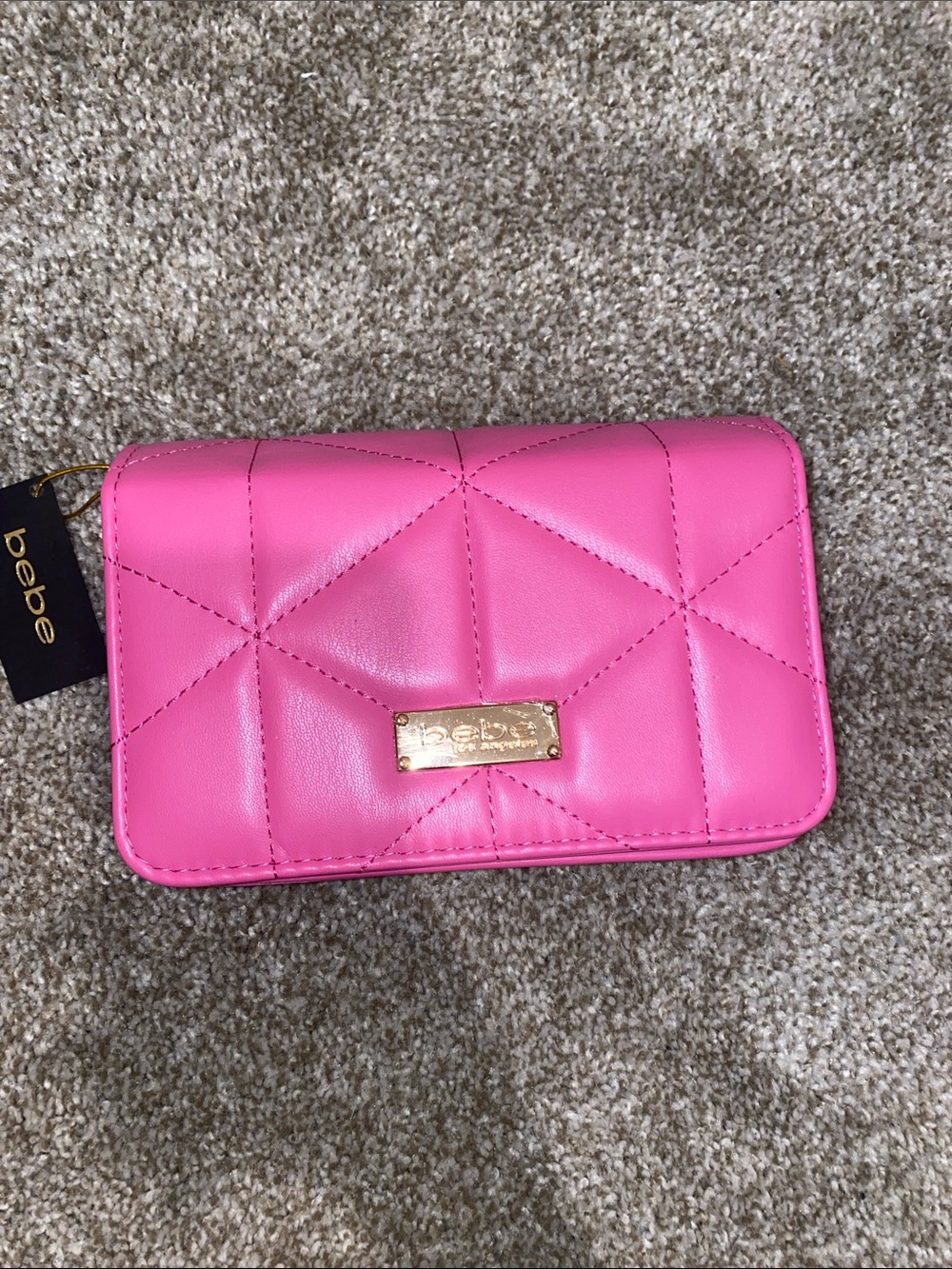 bebe Pink purse with Gold Logo Plate